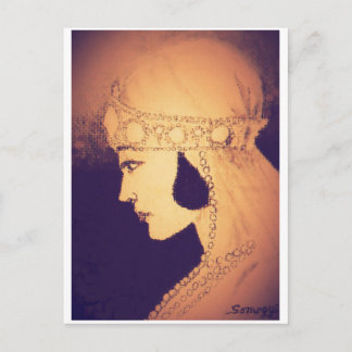 Original Art Postcard--1920's Bride/Vintage Amber Postcard