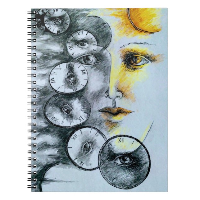 Original art surrealism clock image notebook (Front)