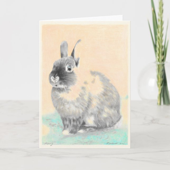Original artwork bunny greeting card, Easter Holiday Card (Front)