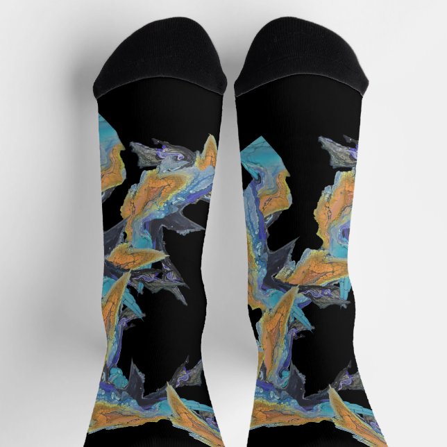 Original Artwork in Shades of Blue and Orange Socks (Top)