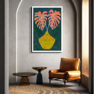 Original artwork monstera leaf poster