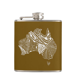 Original Australia Map Art - Choose Your Colour Hip Flask