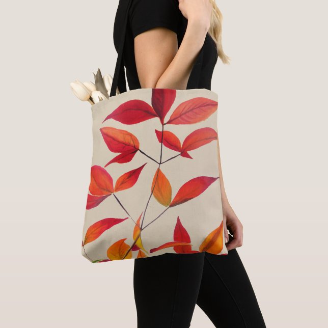 Original Autumn leaves watercolour painting art Tote Bag (Close Up)