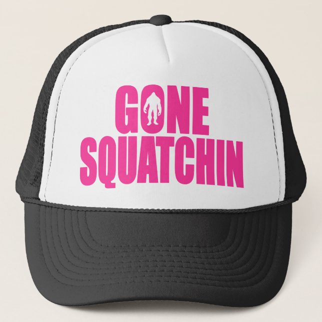 Original & Best-Selling Bobo's GONE SQUATCHIN Pink Trucker Hat (Front)
