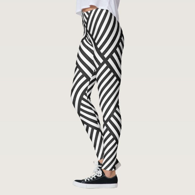 Original BLACK AND WHITE DOUBLE DIAMOND PATTERN Leggings (Left)