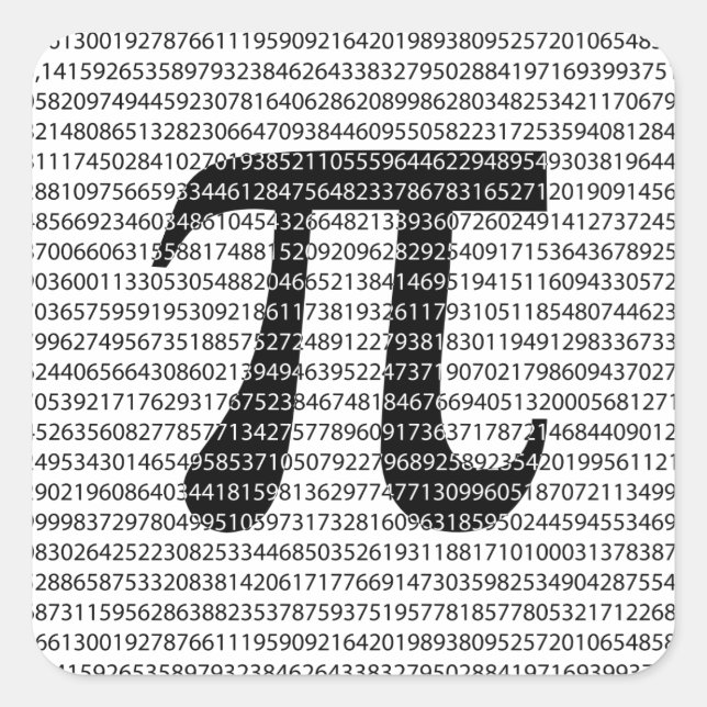 Original black number pi day mathematical symbol square sticker (Front)