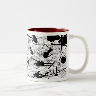Original Black Splatter Painting Two-Tone Coffee Mug