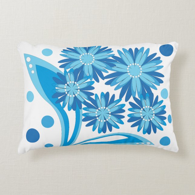 Original blue flowers decorative cushion (Front)