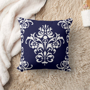 Original Blue Red White Damask by SocialiteDesigns Cushion