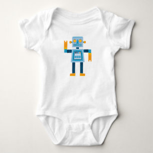Original Cartoon blue Robot Baby Bodysuit