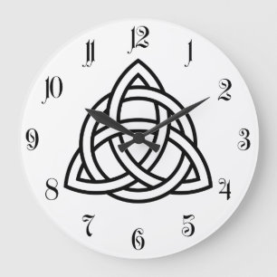 Original Celtic Triquetra Knot black icon Large Clock