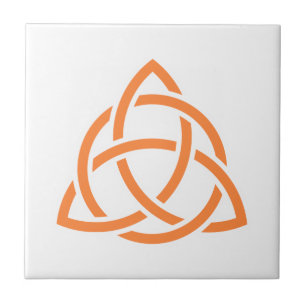 Original Celtic Triquetra Knot orange icon Tile