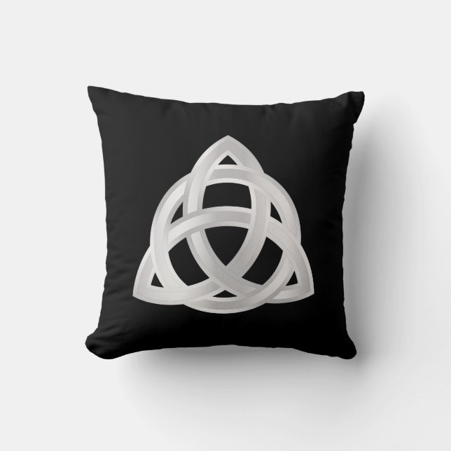 Original Celtic Triquetra Knot silver icon Cushion (Front)
