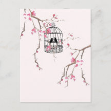 Original cherry blossom birdcage artwork
