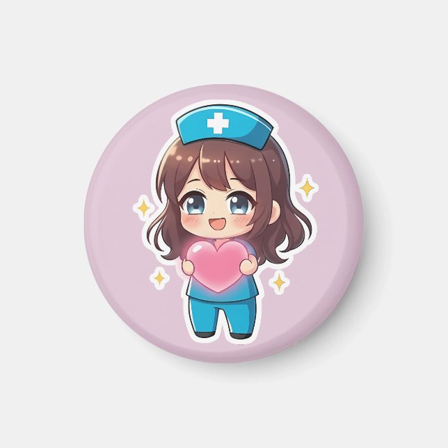 Original Chibi Nurse 2.0 - Heartfelt Care Magnet (Front)