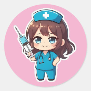 Original Chibi Nurse 2.0 - Precision Care Classic Round Sticker