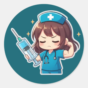 Original Chibi Nurse - Medical Power Classic Round Sticker