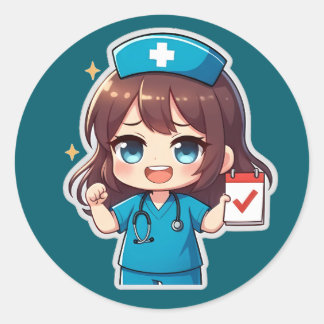 Original Chibi Nurse - Nursing Life Classic Round Sticker