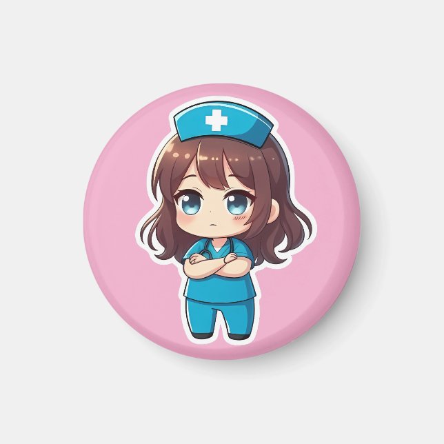 Original Chibi Nurse - Professional Calm Magnet (Front)