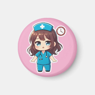 Original Chibi Nurse - Racing Against Time Magnet