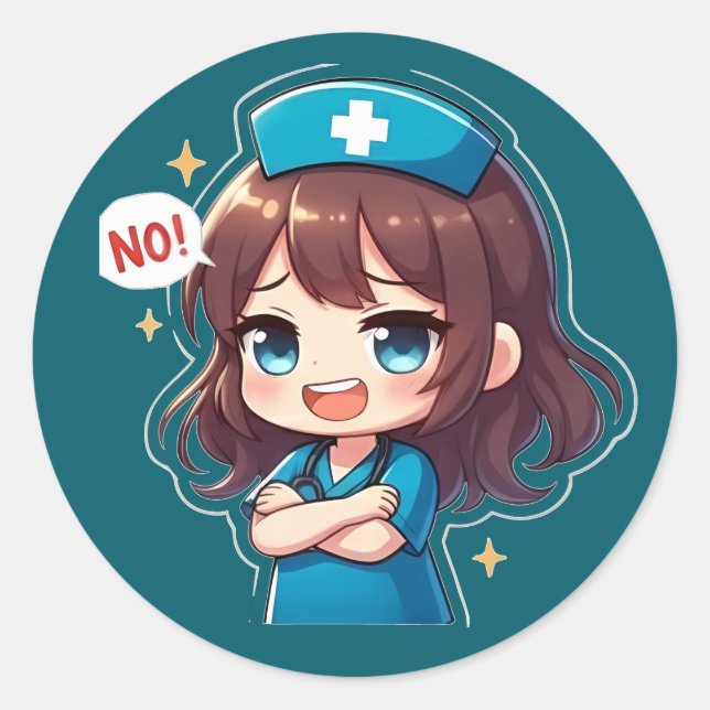 Original Chibi Nurse - Sassy Nursing Life Classic Round Sticker (Front)