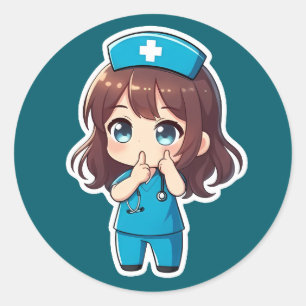 Original Chibi Nurse - The Midnight Hush Classic Round Sticker