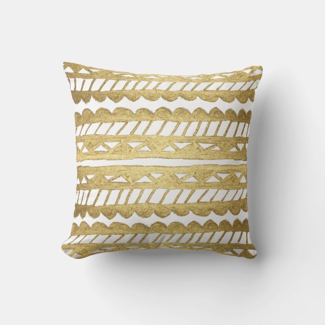 Original chic faux gold paint modern aztec cushion (Front)