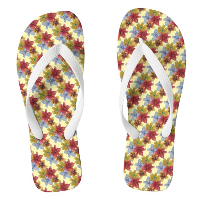 original colourful lily flower pattern floral jandals (Footbed)