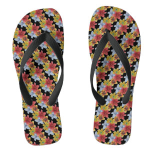 original colourful lily flower pattern floral jandals