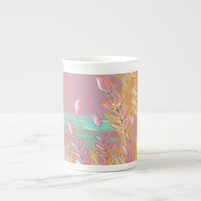 Original Contemporary “The Lake” Artwork  Bone China Mug (Front)
