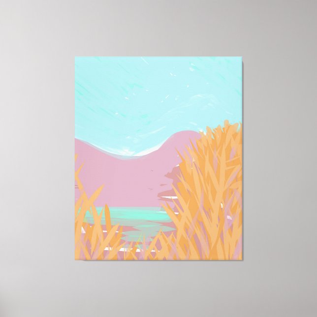 Original Contemporary “The Lake” Triptych Artwork  Canvas Print (Front)