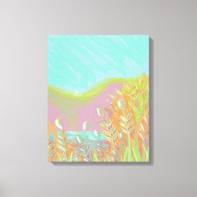 Original Contemporary “The Lake” Triptych Artwork  Canvas Print (Front)