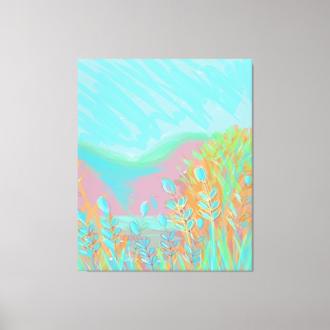 Original Contemporary “The Lake” Triptych Artwork  Canvas Print (Front)