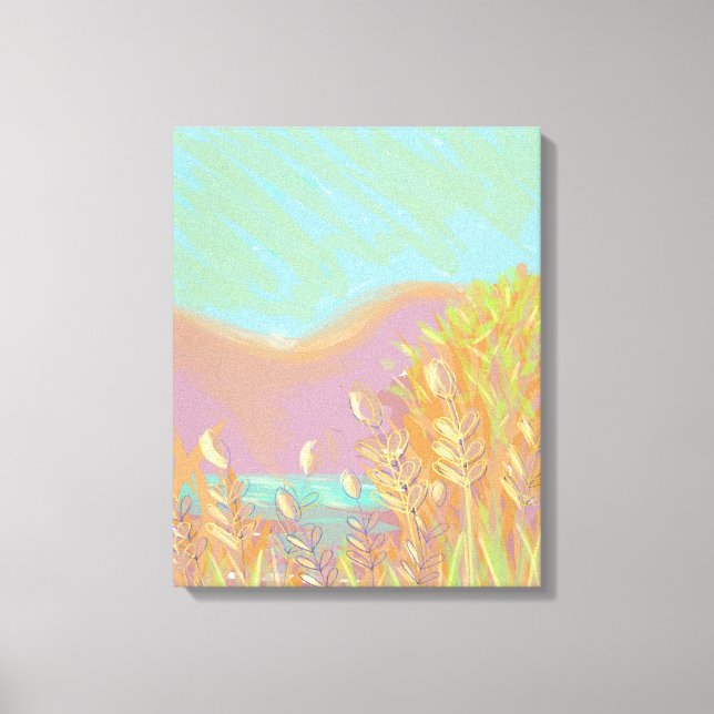 Original Contemporary “The Lake” Triptych Artwork  Canvas Print (Front)