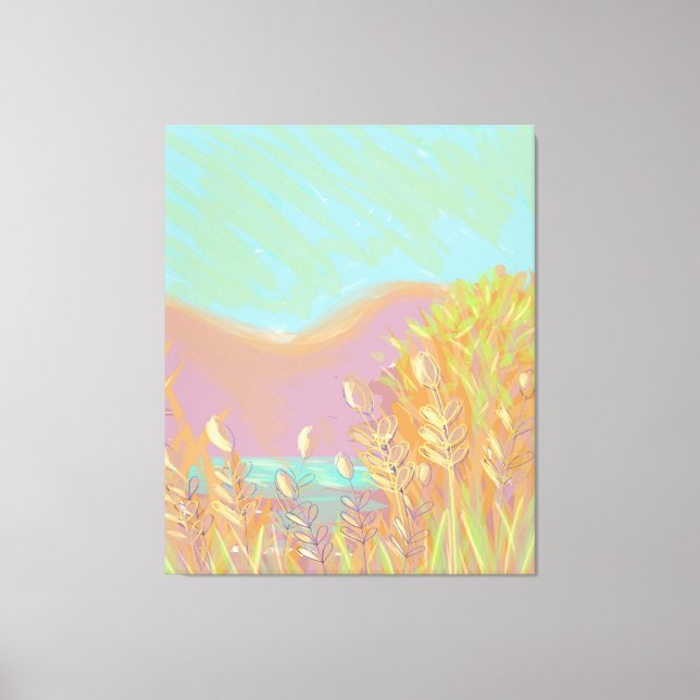 Original Contemporary “The Lake” Triptych Artwork  Canvas Print (Front)