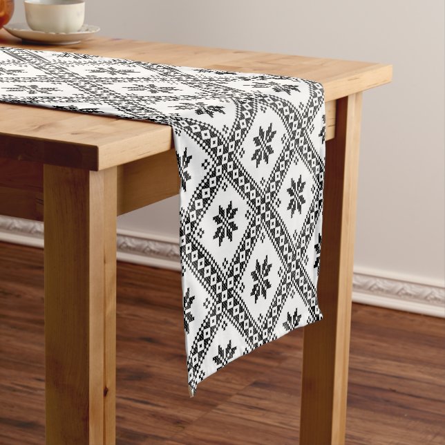 Original cross-stitch design seamless pattern short table runner (In Situ)