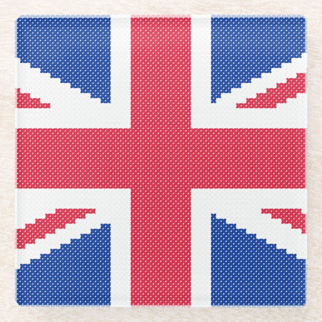 Original cross-stitch design Union Jack Glass Coaster (Front)