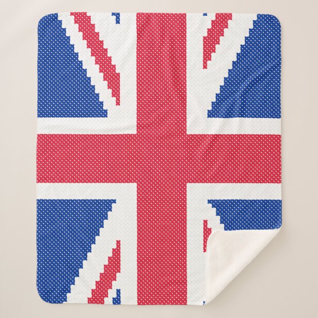 Original cross-stitch design Union Jack Sherpa Blanket (Front)