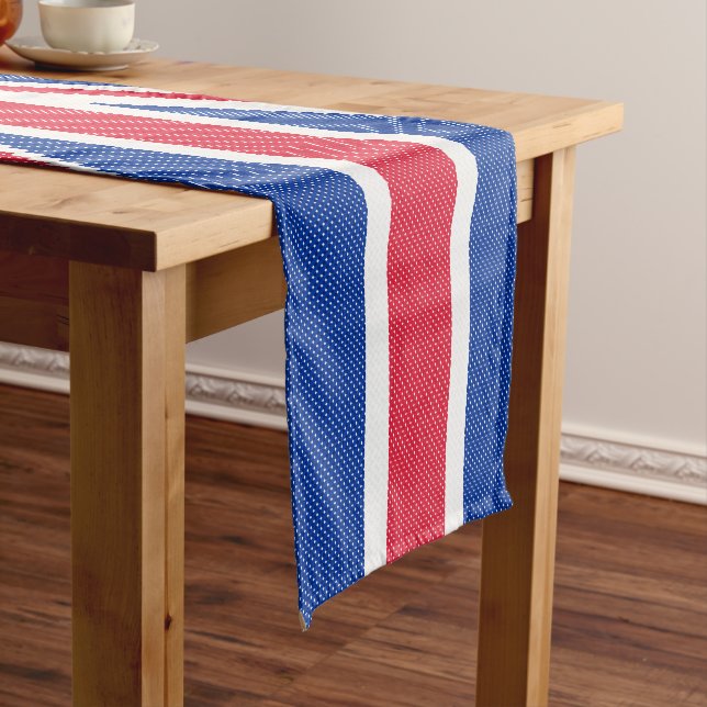 Original cross-stitch design Union Jack Short Table Runner (In Situ)