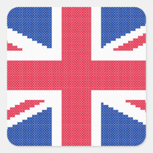 Original cross-stitch design Union Jack Square Sticker