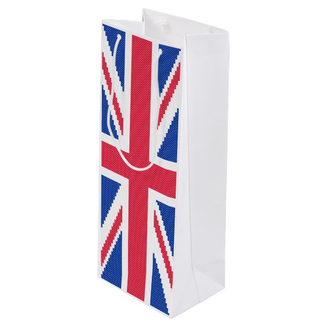Original cross-stitch design Union Jack Wine Gift Bag (Front Angled)