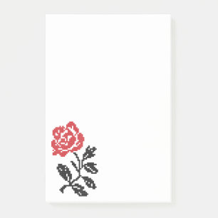 Original cross-stitch flower design Red rose Post-it Notes