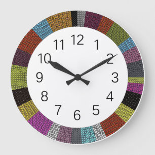 Original cross-stitch Multicolored circle Large Clock