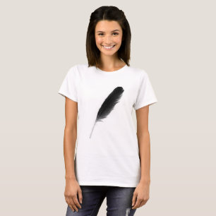 Original cute black feather on a white background T-Shirt