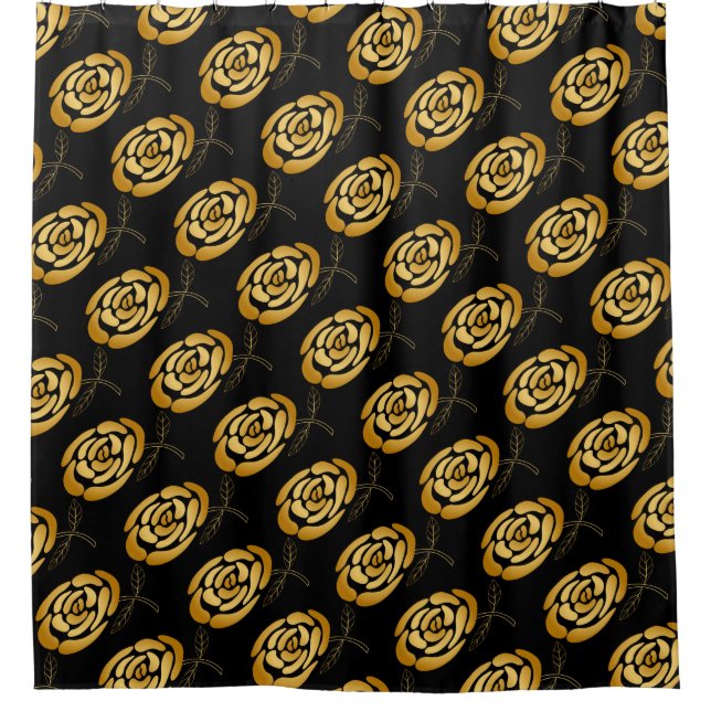 Original cute Golden rose pattern for Celebration Shower Curtain (Front)