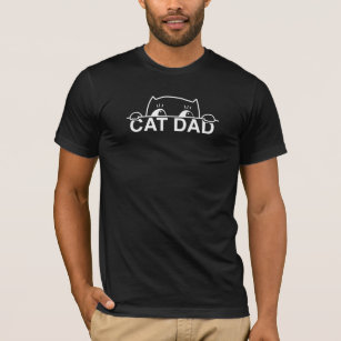 Original Cute Simple Design Black Peeking Cat Dad T-Shirt