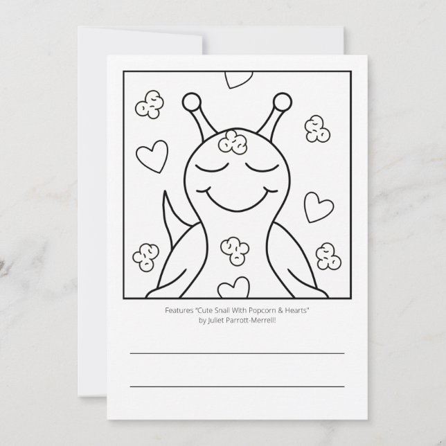 (Original) Cute Snail Sending Smiles Colouring Card (Back)