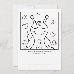 (Original) Cute Snail Sending Smiles Colouring Card