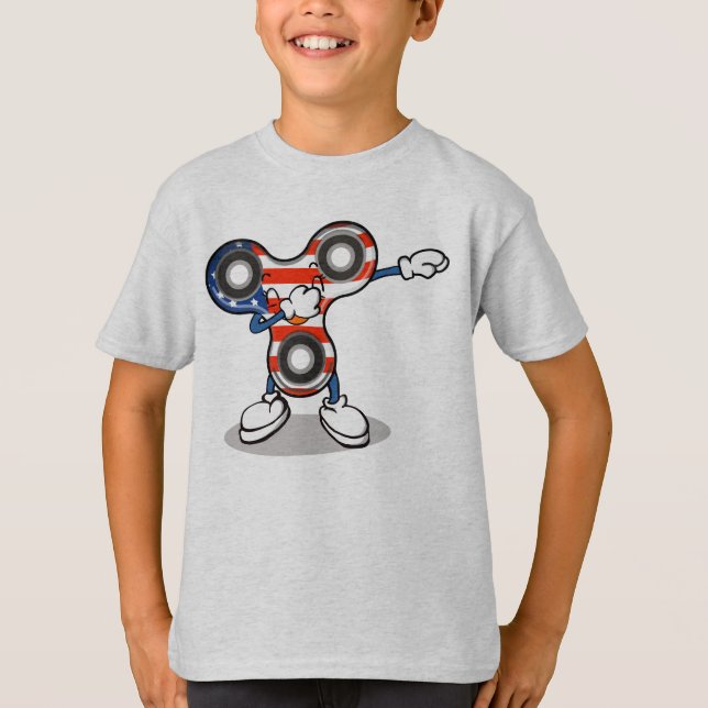 Original Dabbing Hand Spinner - American Flag Dab T-Shirt (Front)