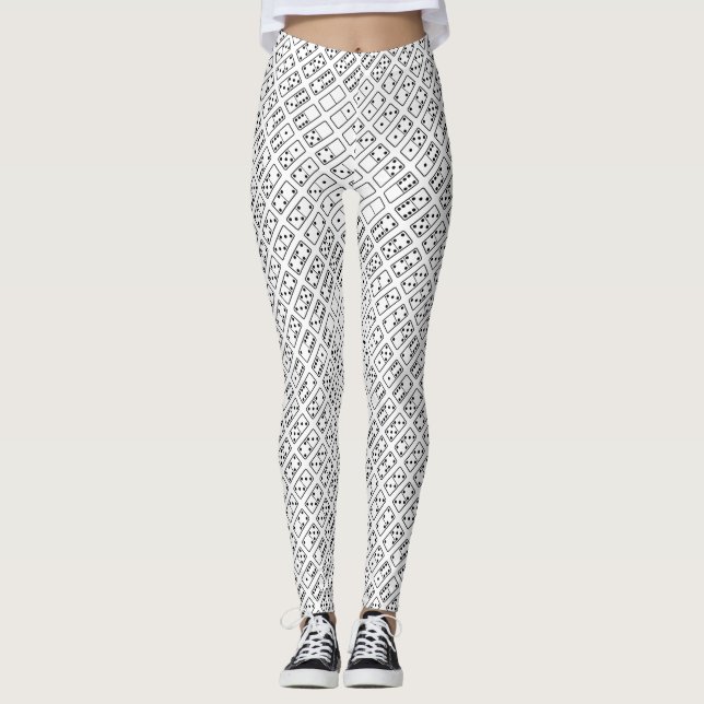 Original design black and white Domino symbols Leggings (Front)
